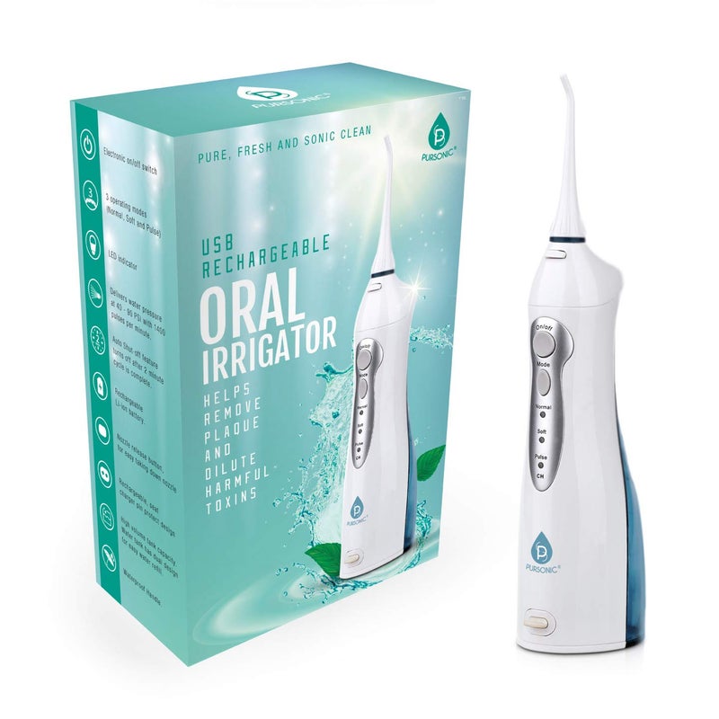 Pursonic USB Rechargeable Oral Irrigator Water Flosser, Helps Remove Plaque And Dilute Harmful Toxins. - Image 1